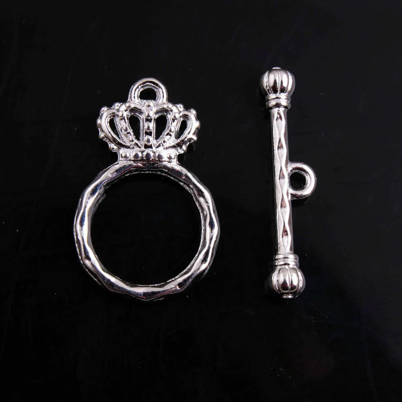 Vintage Silver Crown Toggle Clasps for Kids Chunky Necklace Jewelry
