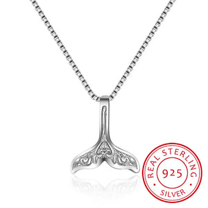 925 Silver Whale Tail Fish Nautical Charm Mermaid Tail Necklace