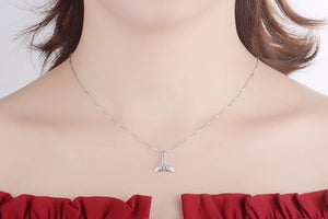 925 Sterling Silver Whale Tail Fish Nautical Charm Silver Necklace