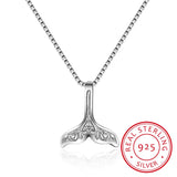 925 Silver Whale Tail Fish Nautical Charm Mermaid Tail Necklace