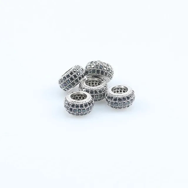 CZ Oval Beads for DIY Jewelry Making, Copper Spacer Beads 3pcs/lot