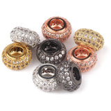 CZ Oval Beads for DIY Jewelry Making, Copper Spacer Beads 3pcs/lot