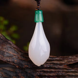 Chalcedony Crystal Pendant Magnolia Flower Necklace Crystal Jewelry