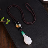 Chalcedony Crystal Pendant Magnolia Flower Necklace Crystal Jewelry