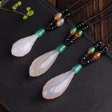 Chalcedony Crystal Pendant Magnolia Flower Necklace Crystal Jewelry