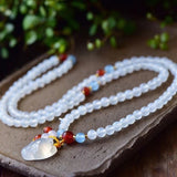 Crystal Bracelets 6mm Round Beads with Fox Charm Multilayer Jewelry
