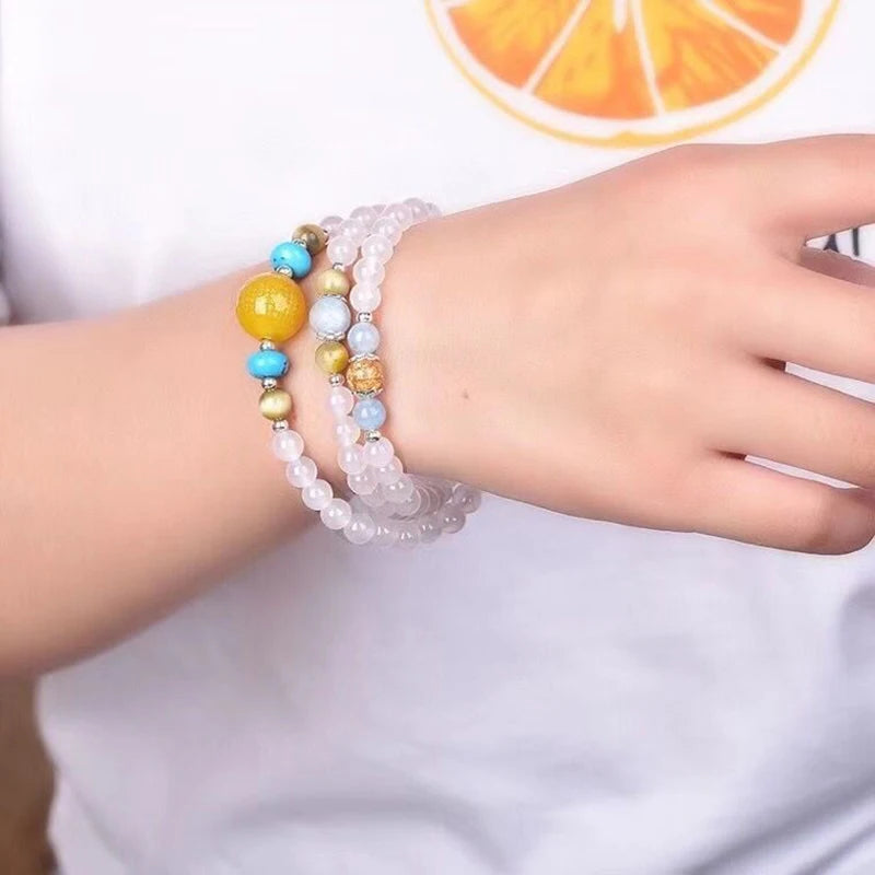 Crystal Bead Bracelet with Charm for Women