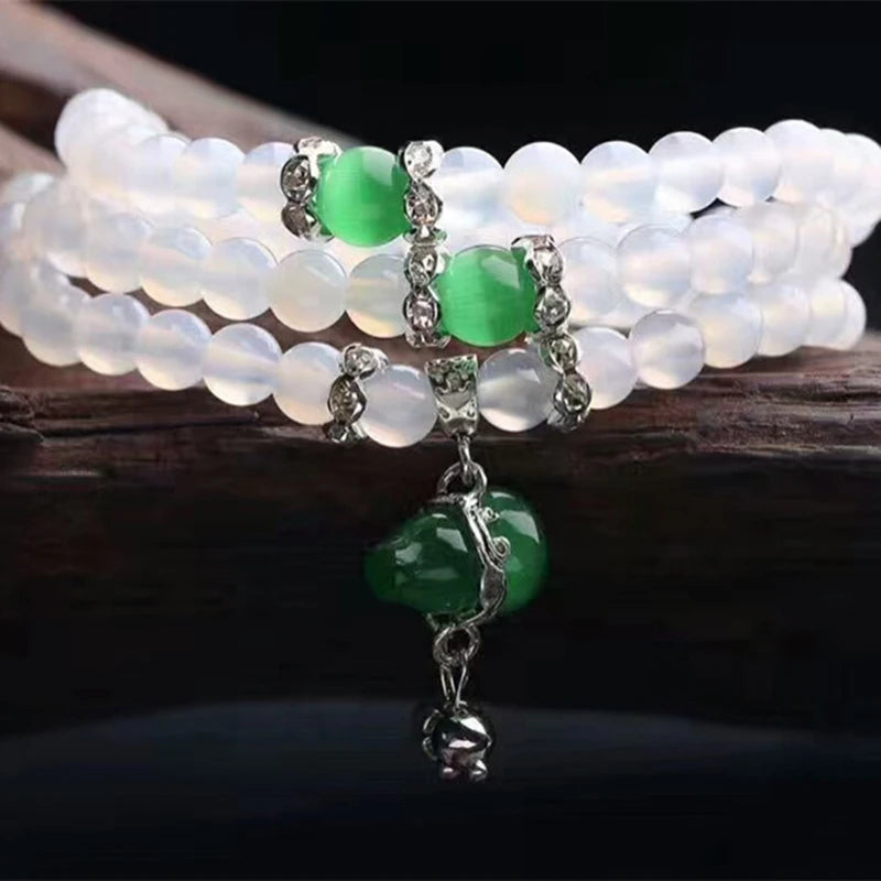 6mm Green Gourd Tibetan Crystal Bracelet for Women