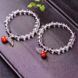Natural Crystal Bracelet 8mm Beads Tibetan Silver Leaf Lucky Women Jewelry