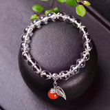 Natural Crystal Bracelet 8mm Beads Tibetan Silver Leaf Lucky Women Jewelry