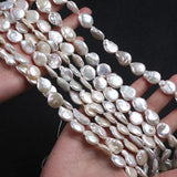 Natural Freshwater Pearl Coin Shape Loose Beads With Small Tail
