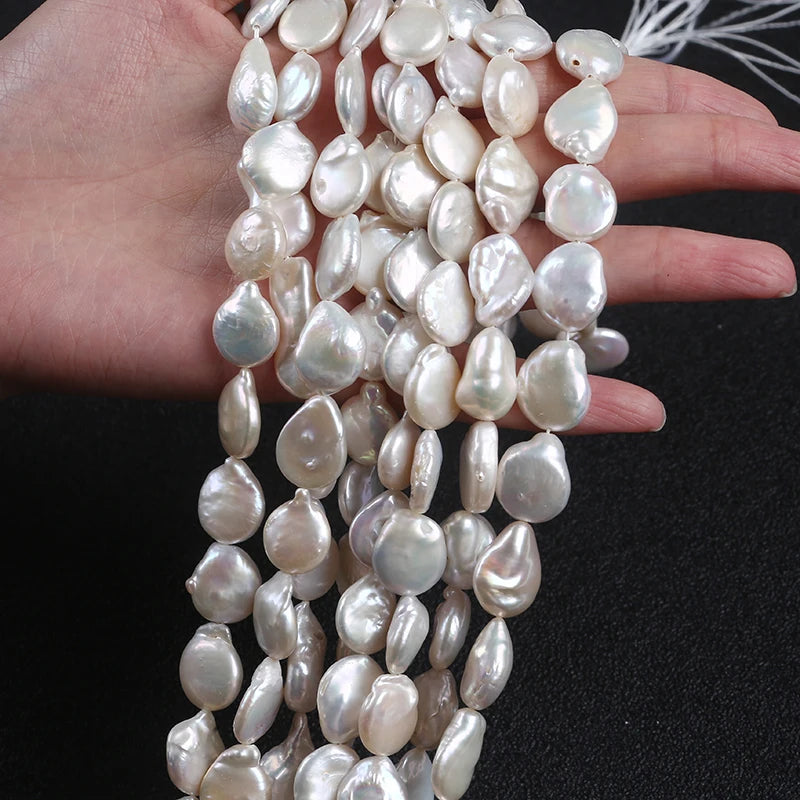 Natural Freshwater Pearl Coin Shape Loose Beads With Small Tail