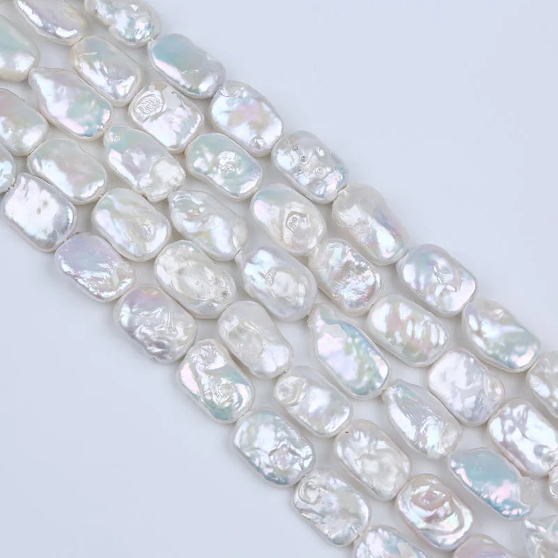 12-14mm Natural Rectangle Freshwater Pearl Strand