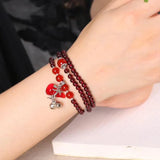 Red Garnet Stone Bracelet with Crystal Pendant