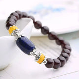Wine Red Garnet Bracelet 8mm Bead Lapis Lazuli Lucky Crystal Jewelry