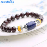 Wine Red Garnet Bracelet 8mm Bead Lapis Lazuli Lucky Crystal Jewelry
