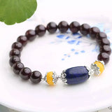 Wine Red Garnet Bracelet 8mm Bead Lapis Lazuli Lucky Crystal Jewelry