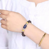 Wine Red Garnet Bracelet 8mm Bead Lapis Lazuli Lucky Crystal Jewelry