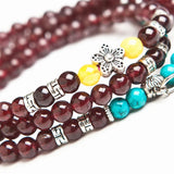 Red Garnet Crystal Beads Stretch Charm Bracelet 6 mm