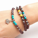 Red Garnet Crystal Beads Stretch Charm Bracelet 6 mm