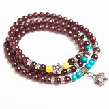 Red Garnet Crystal Beads Stretch Charm Bracelet 6 mm