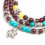 Red Garnet Crystal Beads Stretch Charm Bracelet 6 mm