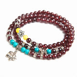 Red Garnet Crystal Beads Stretch Charm Bracelet 6 mm