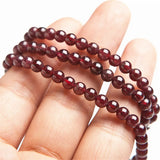 Red Garnet Crystal Beads Stretch Charm Bracelet 6 mm