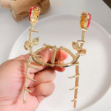 Women Large Tulips Flowers Hair Claw Rose Hairpin Clips