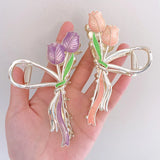 Women Large Tulips Flowers Hair Claw Rose Hairpin Clips