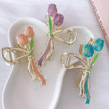 Women Large Tulips Flowers Hair Claw Rose Hairpin Clips