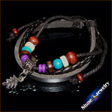 Unisex MultiWrap Leather Hemp Surfer Bracelet