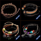 Unisex MultiWrap Leather Hemp Surfer Bracelet