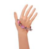 Shell Elastic Bracelet Green Pink Crystal Adjustable Strand