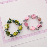 Shell Elastic Bracelet Green Pink Crystal Adjustable Strand
