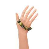 Shell Elastic Bracelet Green Pink Crystal Adjustable Strand