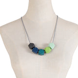 Geometric Wood Necklace Chunky Beads Statement Leather Cord