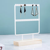 Wooden Base Metal Ear Studs Pendant Jewelry Holder Display Stand