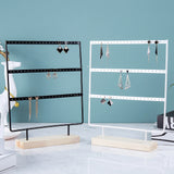 Wooden Base Metal Ear Studs Pendant Jewelry Holder Display Stand