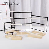 Wooden Base Metal Ear Studs Pendant Jewelry Holder Display Stand