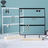 Wooden Base Metal Ear Studs Holder Earrings Display Stand 24/44/66 Holes