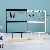 Wooden Base Metal Ear Studs Pendant Jewelry Holder Display Stand