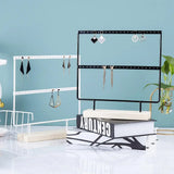 Wooden Base Metal Ear Studs Pendant Jewelry Holder Display Stand Organizer