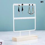 Wooden Base Metal Ear Studs Pendant Jewelry Holder Display Stand Organizer