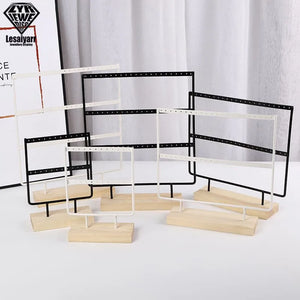 Wooden Base Metal Ear Studs Holder Earrings Display Stand 24/44/66 Holes