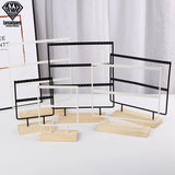 Wooden Base Metal Ear Studs Holder Earrings Display Stand 24/44/66 Holes