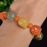 Xinjiang Owl Stone Bracelet Hand Carved Lucky Women Men Stone Jewelry