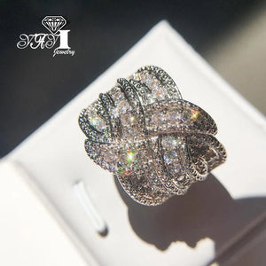 YaYI CZ Silver Engagement Wedding Party Rings