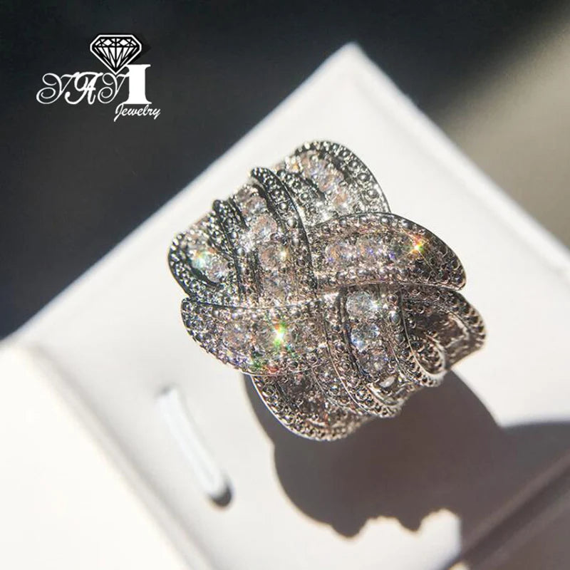 YaYI CZ Silver Engagement Wedding Party Rings