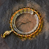 Yellow Crystal Bracelets Round Beads Pixiu Charm for Business Career